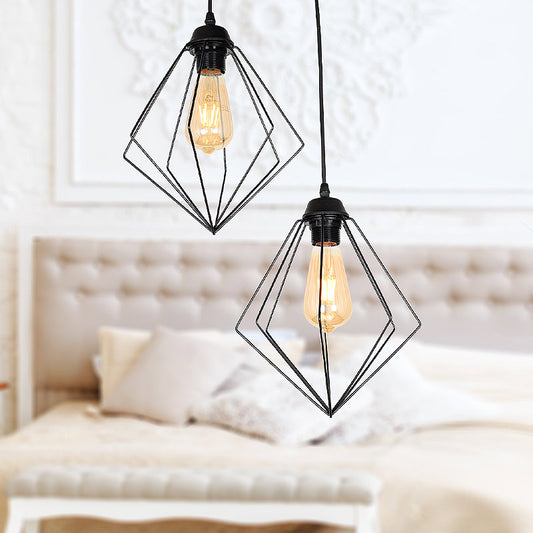 Φωτιστικό Οροφής Nura E27 Μεταλλικό Δίφωτο Χρώμα Μαύρο 40x40x70