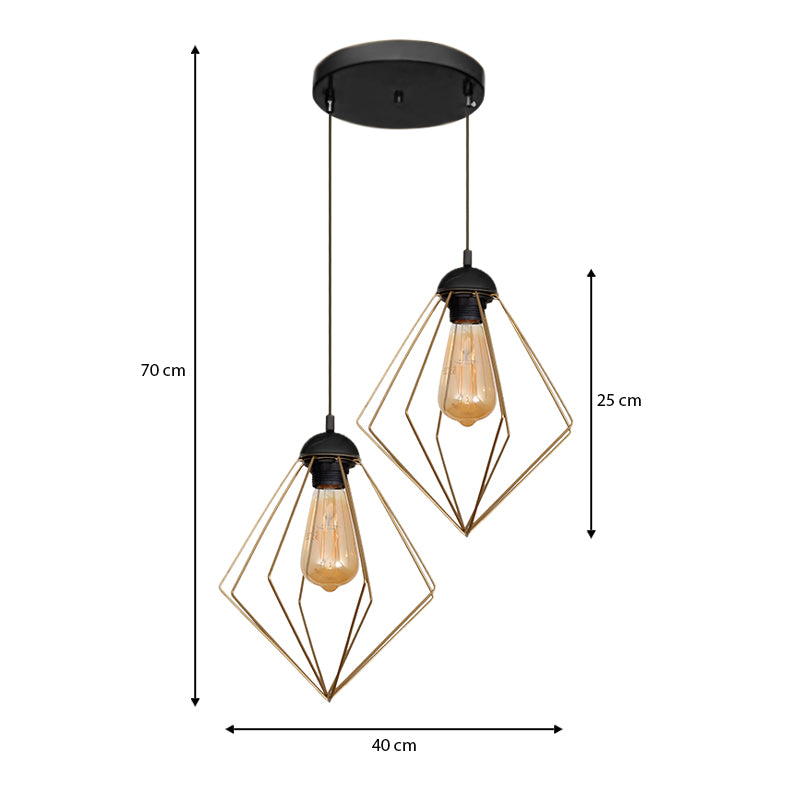 Φωτιστικό Οροφής Nura E27 Μεταλλικό Δίφωτο Χρώμα Χρυσό 40x40x70