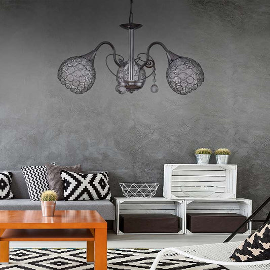 Φωτιστικό Οροφής Dagobert E27 Μεταλλικό Τρίφωτο Χρώμα Ασημί 53x53x61