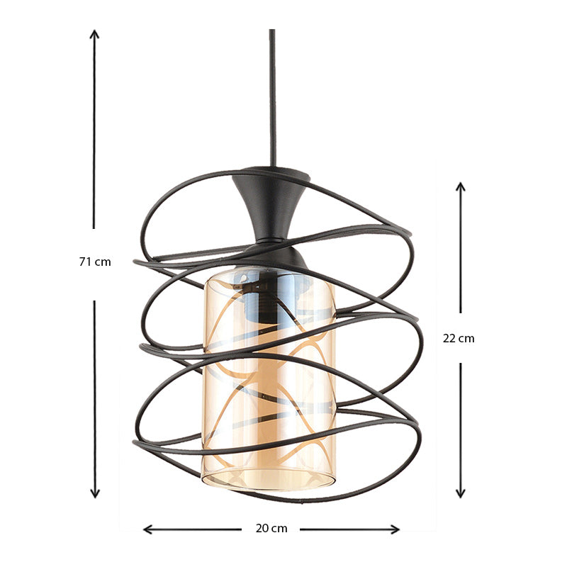 Φωτιστικό Οροφής Sherwood E27 Μεταλλικό Μονόφωτο Χρώμα Μαύρο 20x20x71