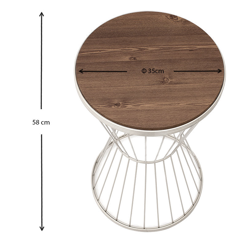 Βοηθητικό Τραπεζάκι Hoffman Μεταλλικό - MDF Χρώμα Λευκό - Καρυδί 35x35x58