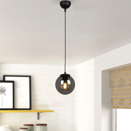 Φωτιστικό Οροφής Malta E27 Γυάλινο Μονόφωτο Χρώμα Μαύρο 15x15x70