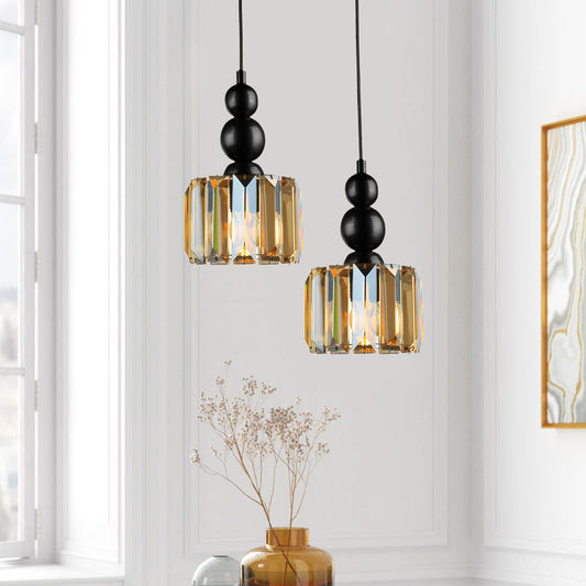 Φωτιστικό Οροφής Alaba E27 Μεταλλικό - Γυάλινο Δίφωτο Χρώμα Μαύρο 30x30x80