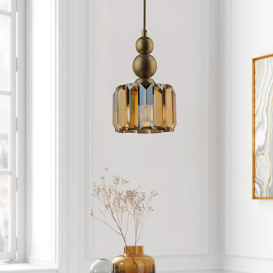 Φωτιστικό Οροφής Alaba E27 Μεταλλικό - Γυάλινο Μονόφωτο Χρώμα Χρυσό 15x15x65