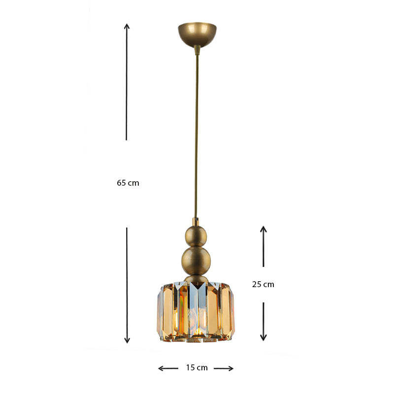 Φωτιστικό Οροφής Alaba E27 Μεταλλικό - Γυάλινο Μονόφωτο Χρώμα Χρυσό 15x15x65