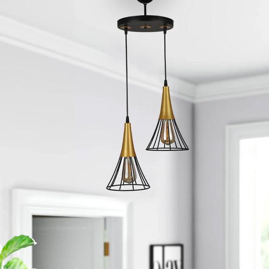 Φωτιστικό Οροφής Havana E27 Μεταλλικό Δίφωτο Χρώμα Μαύρο - Χρυσό 24x24x85