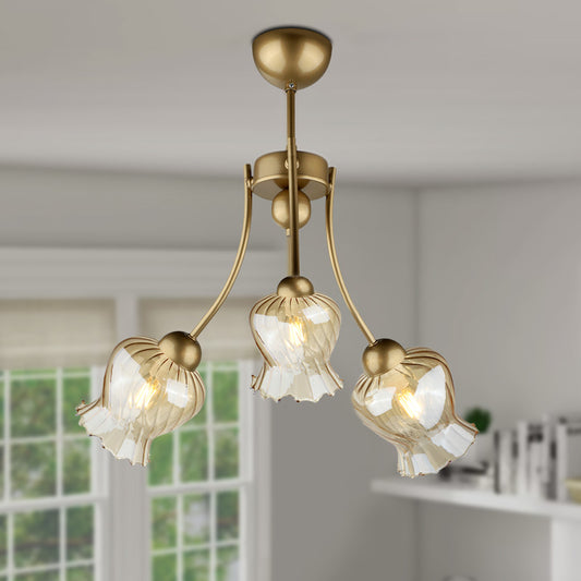 Φωτιστικό Οροφής Kobe E27 Μεταλλικό Τρίφωτο Χρώμα Χρυσό 40x40x50