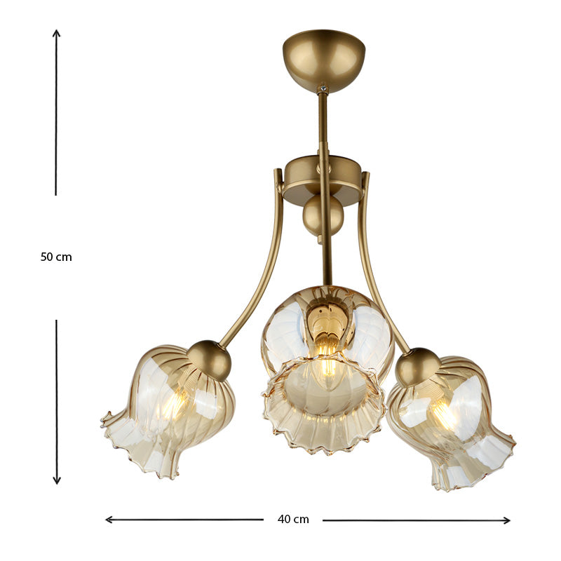 Φωτιστικό Οροφής Kobe E27 Μεταλλικό Τρίφωτο Χρώμα Χρυσό 40x40x50