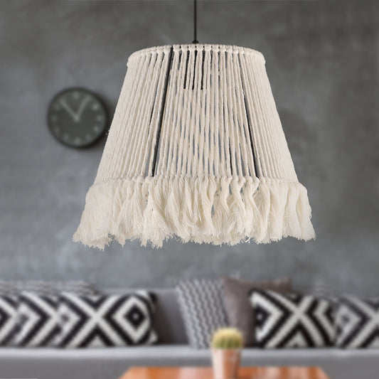 Φωτιστικό Οροφής Braga E27 από Σχοινί Μονόφωτο Χρώμα Λευκό 30x30x75