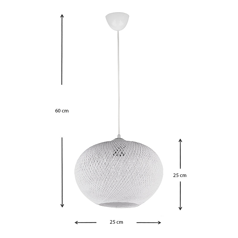 Φωτιστικό Οροφής Visca E27 από Σχοινί Μονόφωτο Χρώμα Λευκό 25x25x60