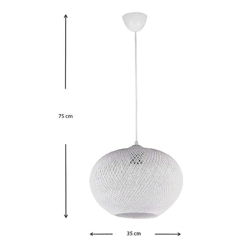 Φωτιστικό Οροφής Visca E27 από Σχοινί Μονόφωτο Χρώμα Λευκό 35x35x75