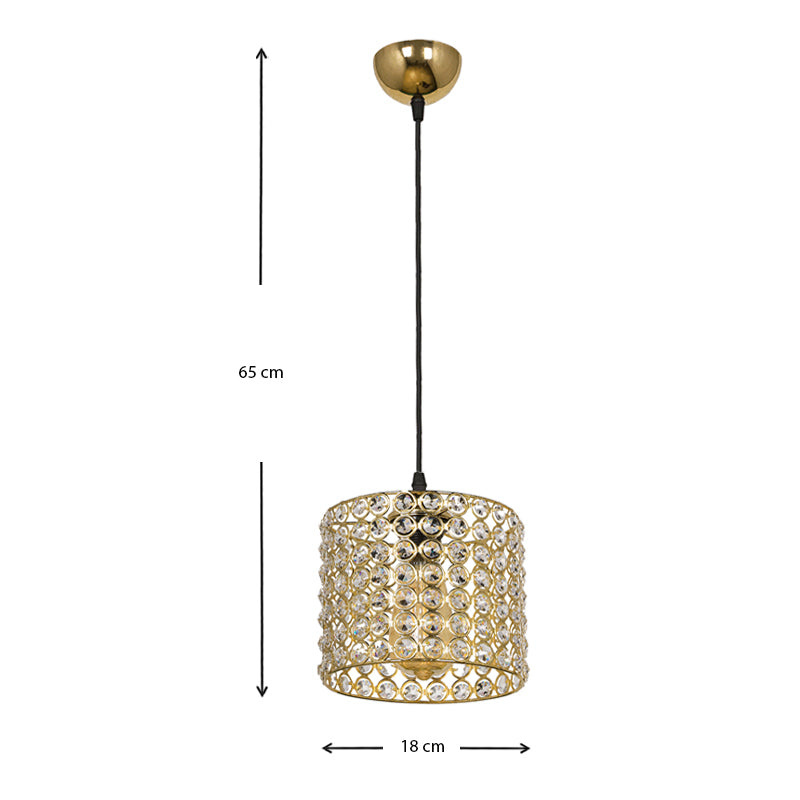 Φωτιστικό Οροφής Deha E27 Μεταλλικό - Γυάλινο Μονόφωτο Χρώμα Χρυσό 18x18x65