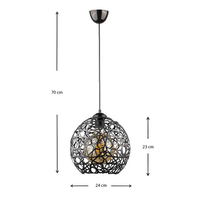 Φωτιστικό Οροφής Dominico E27 Μεταλλικό Μονόφωτο Χρώμα Μαύρο 24x24x70