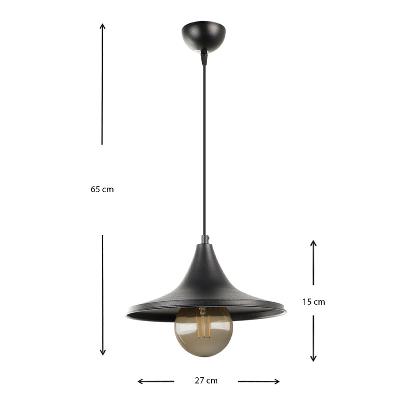 Φωτιστικό Οροφής Silia E27 Μεταλλικό Μονόφωτο Χρώμα Μαύρο 27x27x65