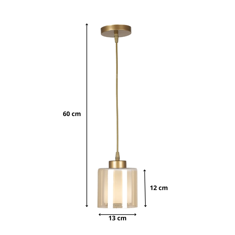 Φωτιστικό Οροφής Kenedy E27 Γυάλινο Μονόφωτο Χρώμα Χρυσό Ø13x60