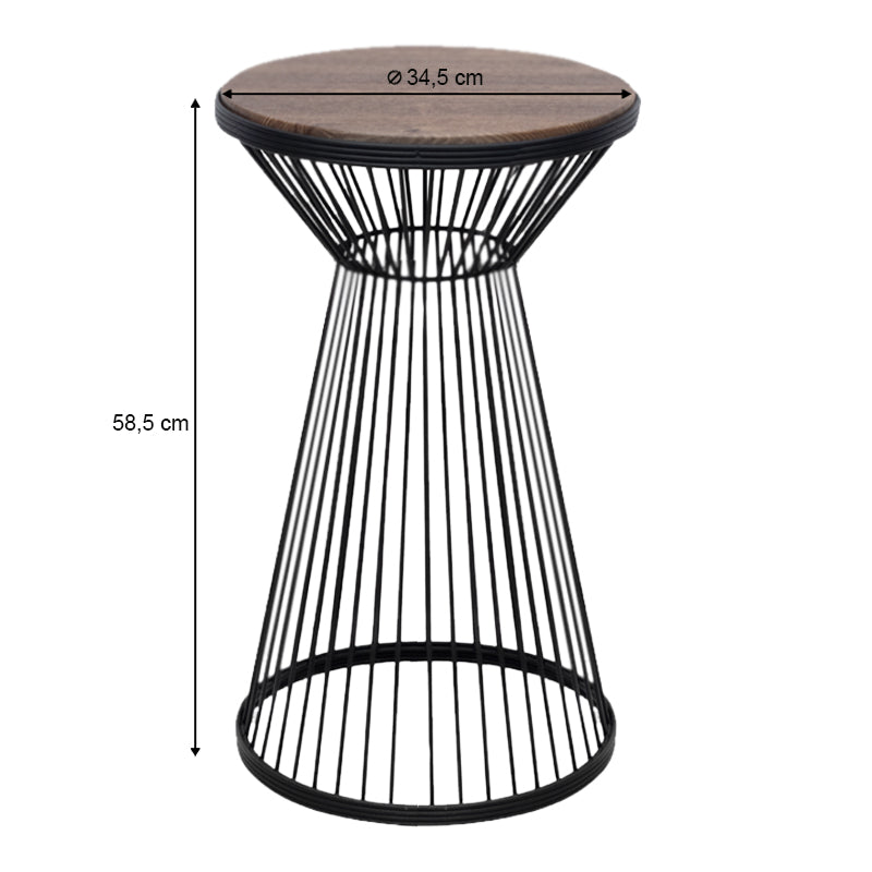 Τραπεζάκι Βοηθητικό Cresta Μεταλλικό - MDF Χρώμα Μαύρο - Καρυδί Ø34,5x58,5