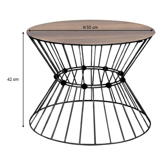 Τραπεζάκι Σαλονιού Girene Μεταλλικό - MDF Χρώμα Μαύρο - Καρυδί Ø55x42