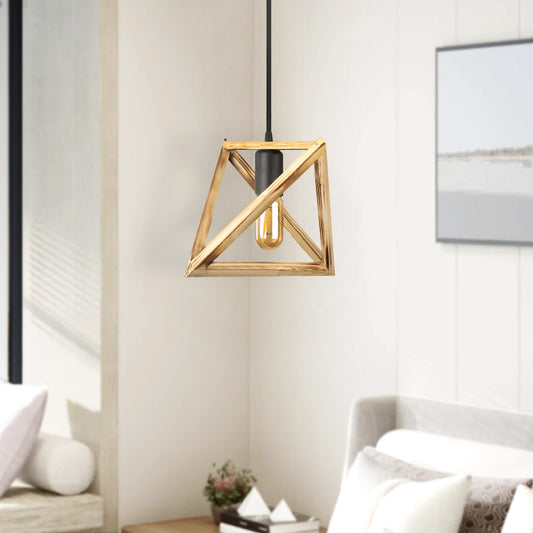 Φωτιστικό Οροφής Piramit E27 Ξύλινο Μονόφωτο Χρώμα Φυσικό 29x25x70