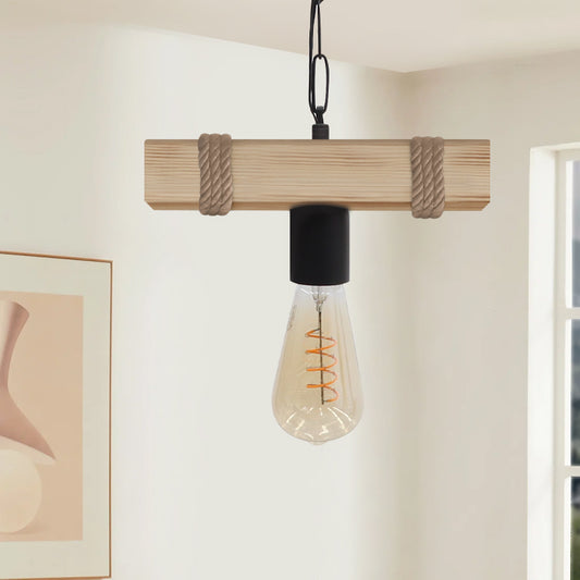 Φωτιστικό Οροφής Vero E27 Ξύλινο Μονόφωτο Χρώμα Φυσικό 25x8x65