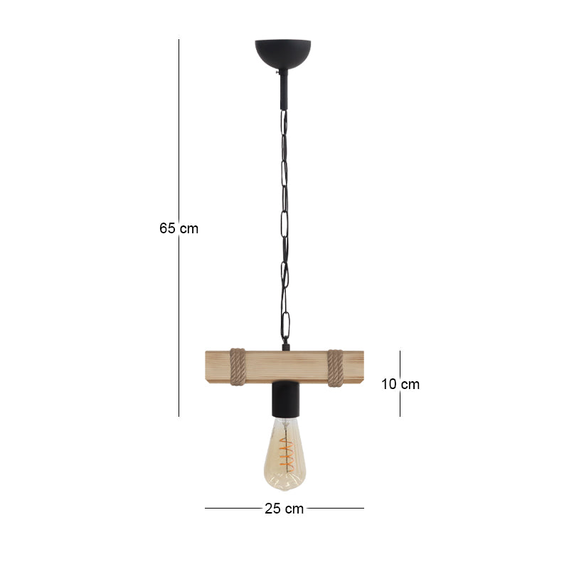 Φωτιστικό Οροφής Vero E27 Ξύλινο Μονόφωτο Χρώμα Φυσικό 25x8x65