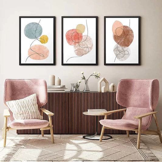 Πίνακας Circles 3 Τμχ. σε Πλαίσιο 35x45x2