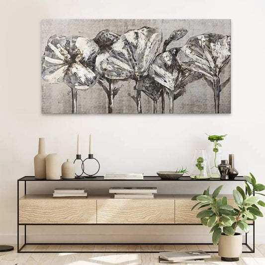 Πίνακας σε Καμβά White Flowers Ψηφιακής Εκτύπωσης 120x60x3
