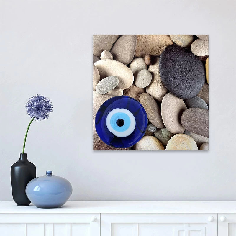 Πίνακας σε Καμβά Evil Eye Beads And Stones Ψηφιακής Εκτύπωσης 50x50x3