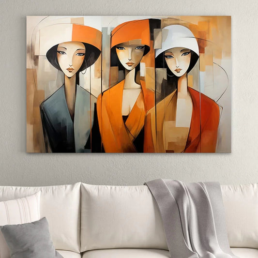 Πίνακας σε Καμβά Women In Orange Ψηφιακής Εκτύπωσης 100x70x3