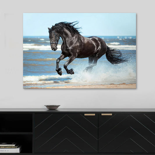 Πίνακας σε Καμβά "Black Horse" Ψηφιακής Εκτύπωσης 100x70x3