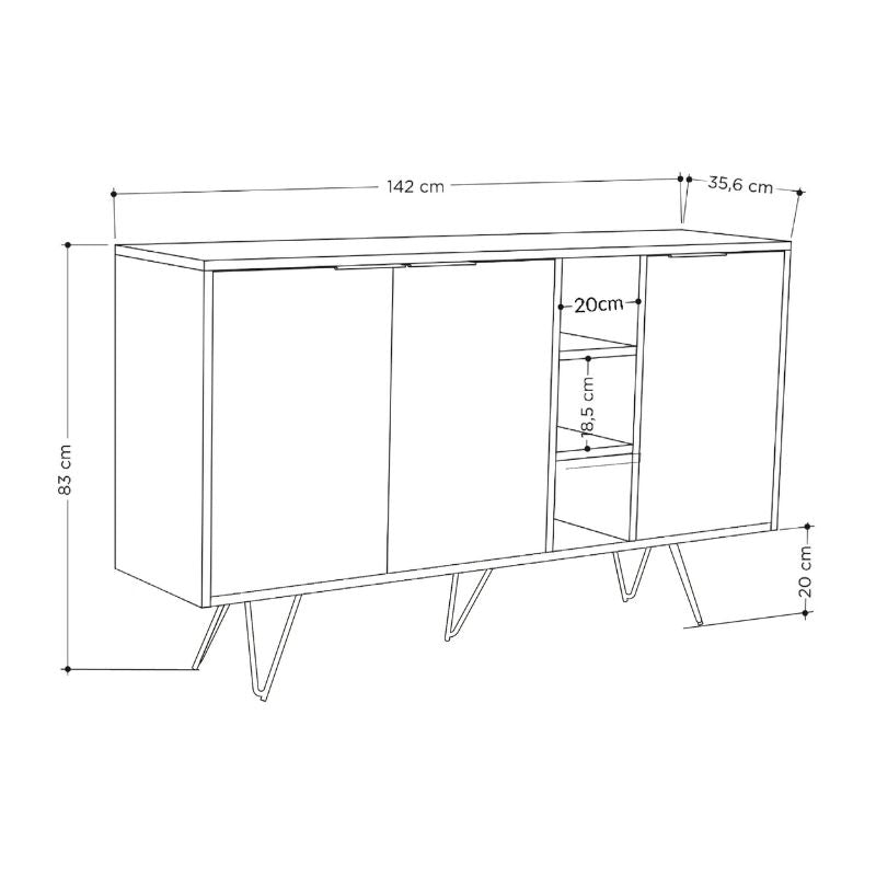 Μπουφές Clara Χρώμα Sandstone 142x35,6x83
