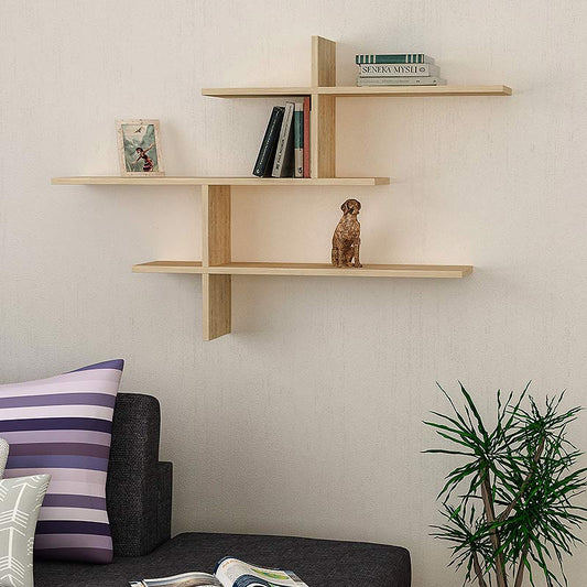 Ραφιέρα Τοίχου Leo Μελαμίνης Χρώμα Φυσικό Οξιάς 123x22x80