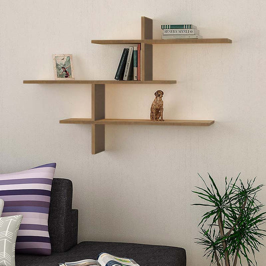 Ραφιέρα Τοίχου Leo Χρώμα Ανοιχτό Καφέ 123x22x80