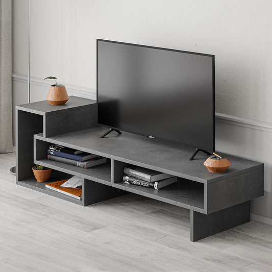 Έπιπλο Τηλεόρασης Tetra Μελαμίνης Χρώμα Γκρι Ρετρό 136,7x40x42