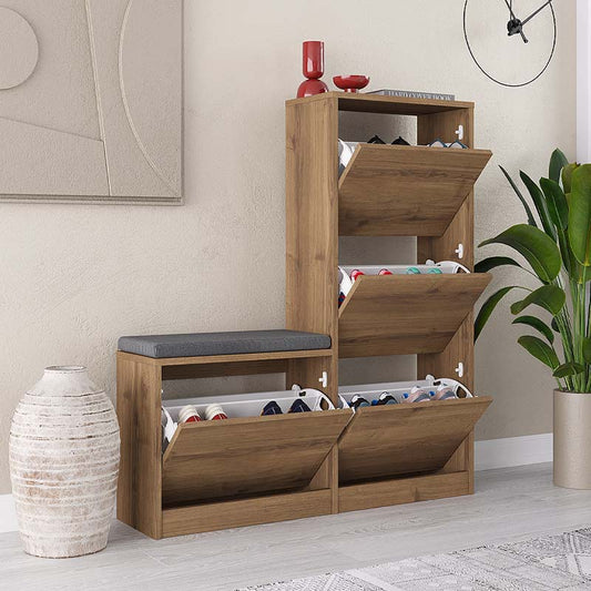 Παπουτσοθήκη Μελαμίνης Dude Χρώμα Ανοιχτό Καφέ 104,8x26x118,5