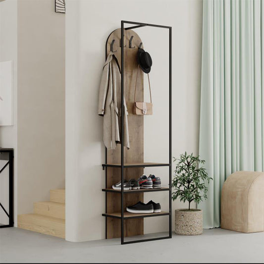 Έπιπλο Εισόδου Archy από Μελαμίνη - Μέταλλο Χρώμα Ανοιχτό Καρυδί 53x31,7x180