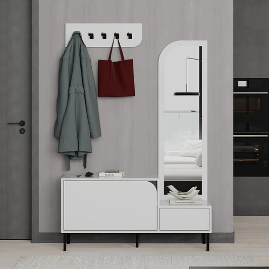 Έπιπλο Εισόδου Mila με Κρεμάστρα Χρώμα Λευκό 120x37x171,6