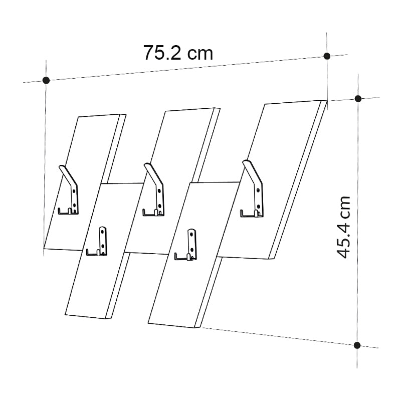 Κρεμάστρα Τοίχου Livy Χρώμα Sapphire Oak - Γκρι Ρετρό 75,2x1,8x45,3
