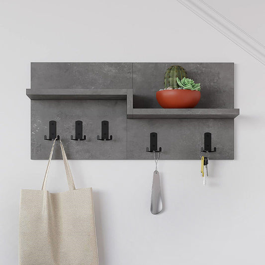 Κρεμάστρα Τοίχου Harmon Χρώμα Γκρι Ρετρό 65x15x31