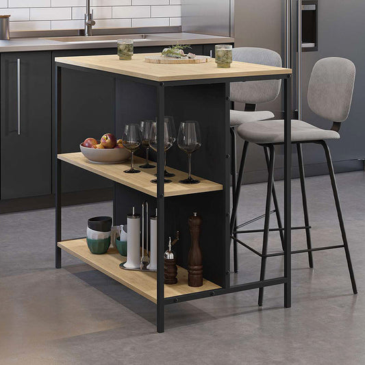 Τραπέζι Μπαρ Detroit Χρώμα Sapphire Oak - Silky Black 100x60x95