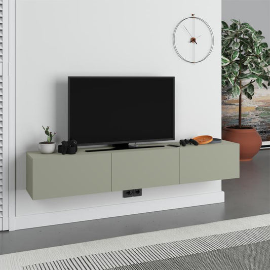 Έπιπλο Τηλεόρασης Επιτοίχιο Francy Χρώμα Ash Green 180x30x30