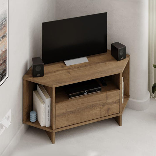 Έπιπλο Τηλεόρασης Γωνιακό Viva Χρώμα Ανοιχτό Καρυδί 95,7x35,4x45