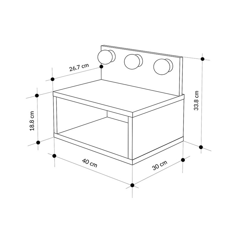 Κομοδίνο Επιτοίχιο Treo με LED Χρώμα Λευκό 40x30x33,8