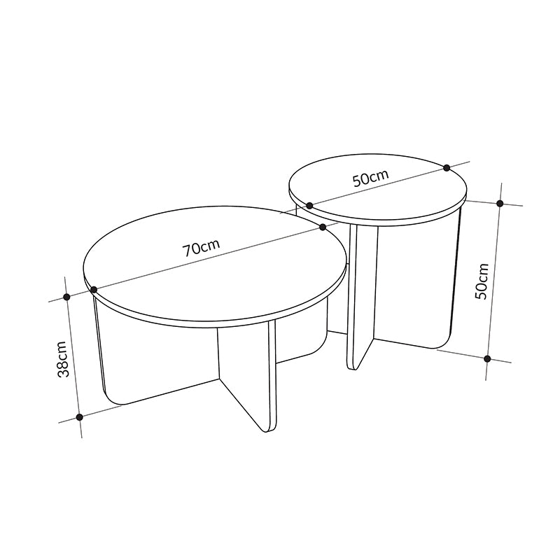 Coffee Table Set 2 Pcs Hillary Travertine Color Ø70x38
