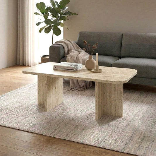 Τραπεζάκι Σαλονιού Hillary Χρώμα Travertine 100x60x41,8
