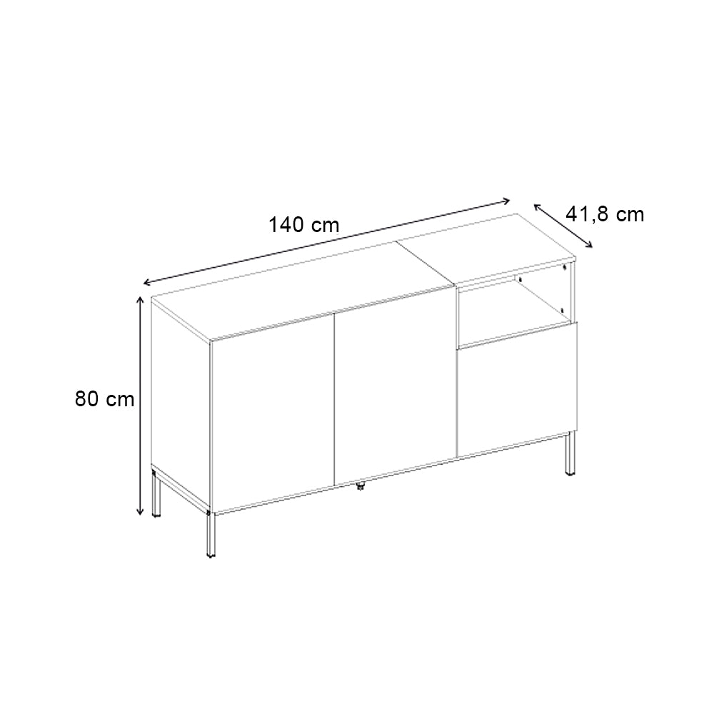 Cailin Buffet Sepet Oak - Black Wood 140x41.8x80