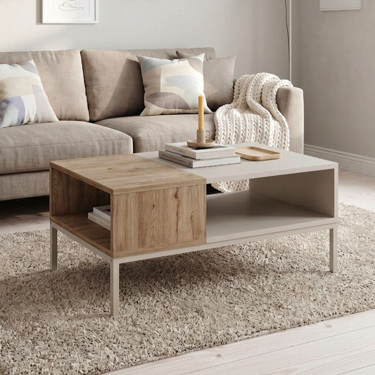 Τραπεζάκι Σαλονιού Cailin Χρώμα Sandstone - Sepet Oak 90x56x40,6