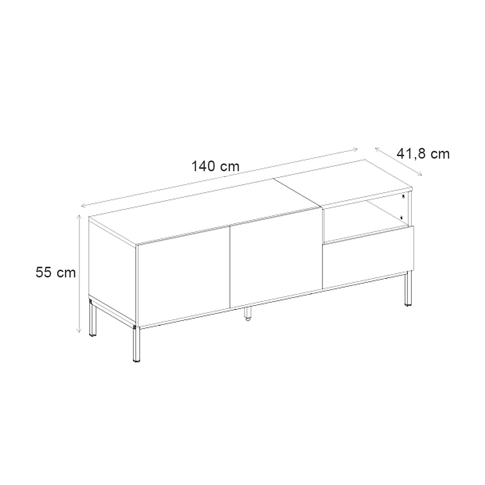 TV Stand Cailin Sepet Oak - Black Wood 140x41.8x55