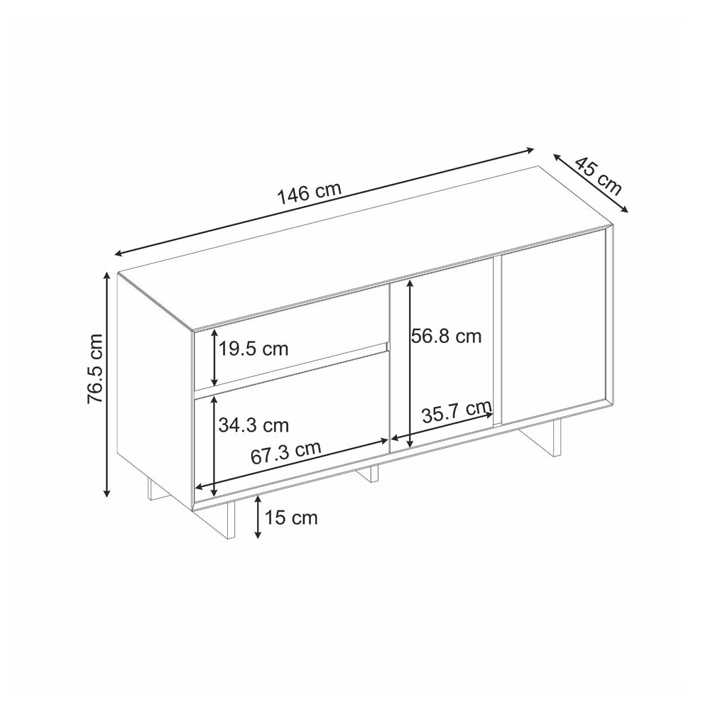 Μπουφές Capri Χρώμα Sapphire Oak 146x45x76,5