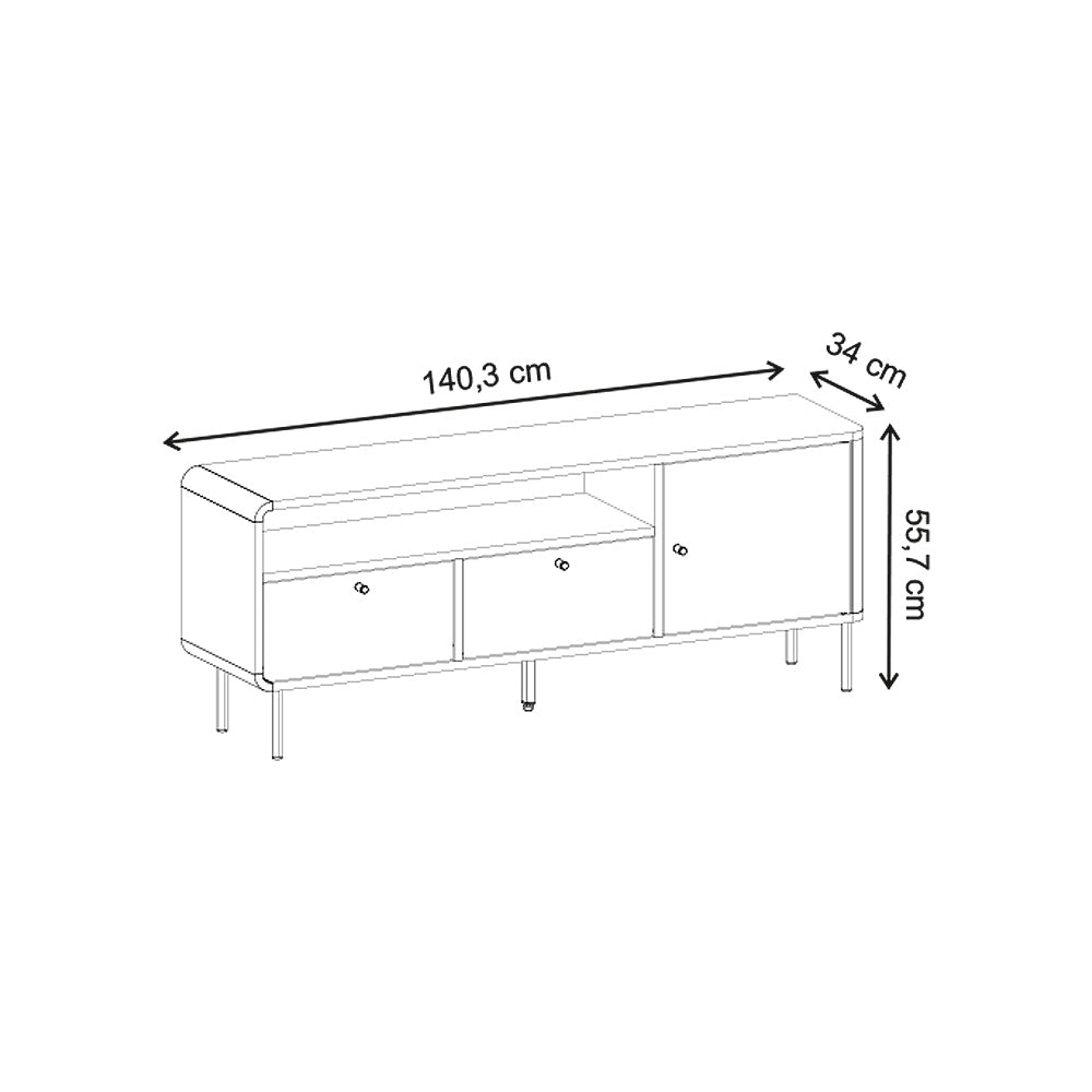 Έπιπλο Τηλεόρασης Colia Χρώμα Sepet Oak 140,3x34x55,7