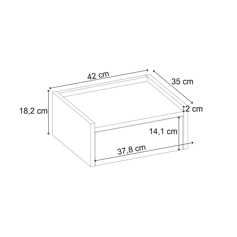 Κομοδίνο Επιτοίχιο Brisa Χρώμα Καρυδί Ud 42x35x18,2